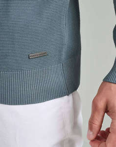 NAVY&GREEN TRICOTAT DIN BUMBAC DECOLTEU, 2TONE