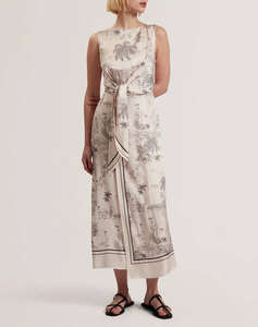 TED BAKER MARRONA Knot Detail Wrap Over Midi Dress