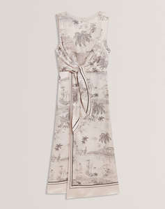 TED BAKER MARRONA Knot Detail Wrap Over Midi Dress