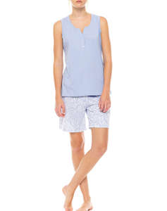 PINK LABEL PYJAMA SHORTS ICE BLUE FLEUR