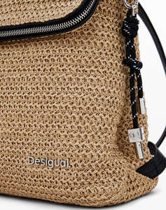 DESIGUAL D2 BACK_HALF LOGO RAFFIA H GEANTA DE DAMA (Dimensiuni: 27 x 29 x 11.5cm.)
