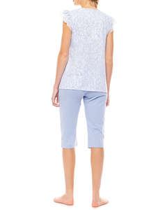 PINK LABEL PYJAMA CAPRI ICE BLUE FLEUR