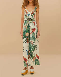FARM RIO MIDNIGHT MACAW FIESTA MIX JUMPSUIT