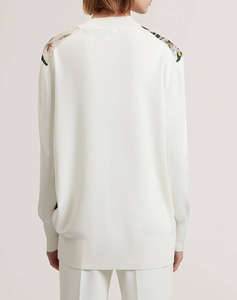 TED BAKER BELVIAA Printed Woven Front Cardgan