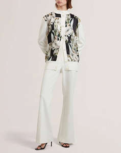 TED BAKER BELVIAA Printed Woven Front Cardgan