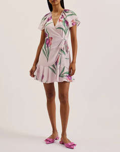 TED BAKER FASNIA Angel Sleeve Wrap Mini Dress
