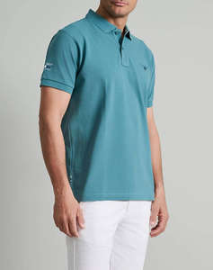 NAVY&GREEN BLUZA PIQUE POLO, CUSTOM FIT