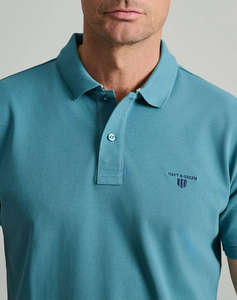 NAVY&GREEN BLUZA PIQUE POLO, CUSTOM FIT