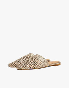TOMMY HILFIGER CROCHET METALLIC LEATHER MULE