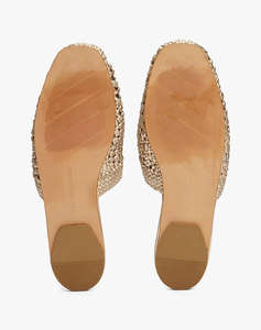 TOMMY HILFIGER CROCHET METALLIC LEATHER MULE