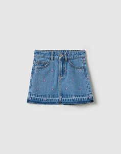 OVS DENIM SKIRT W/EMBROIDERY