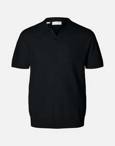 SELECTED SLHLINO SS KNIT CROCHET OPEN POLO