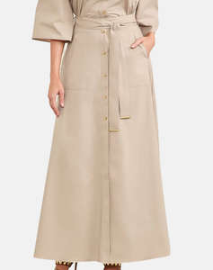 GUESS MARCIANO PAT LONG SKIRT - LIGHT STR COTTON POPELIN 110 FUSTA DE DAMA