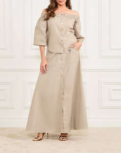 GUESS MARCIANO PAT LONG SKIRT - LIGHT STR COTTON POPELIN 110 FUSTA DE DAMA