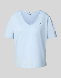 TOMMY HILFIGER SLUB CROP V-NK SS