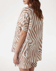 GUESS MARCIANO ROSIE SHORT SLEEVE S - ECO TENCEL LINEN PRINTED CAMASA DE DAMA