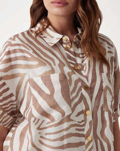 GUESS MARCIANO ROSIE SHORT SLEEVE S - ECO TENCEL LINEN PRINTED CAMASA DE DAMA