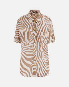 GUESS MARCIANO ROSIE SHORT SLEEVE S - ECO TENCEL LINEN PRINTED CAMASA DE DAMA