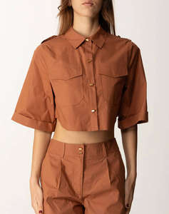 GUESS MARCIANO PAT CROPPED SHIRT - LIGHT STR COTTON POPELIN 110 CAMASA DE DAMA