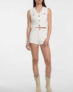 GUESS JEANS GJ HIGHWAIST MOM SHO - ECO REGEN CO AGATE STR WHITE PANTALONI SCURTI DE DAMA
