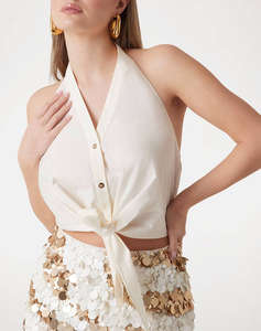 GUESS MARCIANO PAT KNOT TOP - LIGHT STR COTTON POPELIN 110 CAMASA DE DAMA