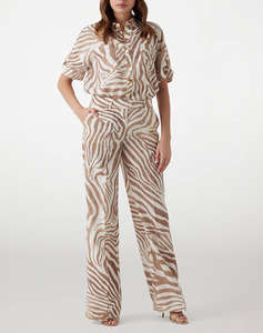 GUESS MARCIANO GISELLE STRAIGHT PAN - ECO TENCEL LINEN PRINTED PANTALONI DE DAMA