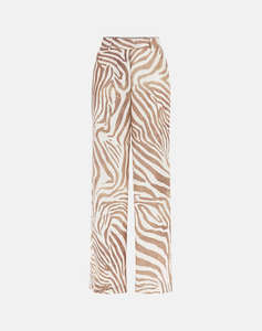 GUESS MARCIANO GISELLE STRAIGHT PAN - ECO TENCEL LINEN PRINTED PANTALONI DE DAMA