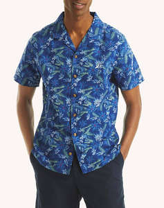 NAUTICA CAMASA KM S/S CAMP COLLAR LINEN PRINT