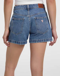GUESS JEANS GJ HIGHWAIST MOM SHO - ECO LINEN STORM RG INDIGO SHORTS DE DAMA