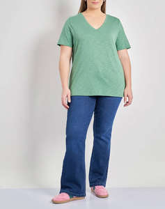 PARABITA Basic bluza de bumbac in linia A cu decolteu V