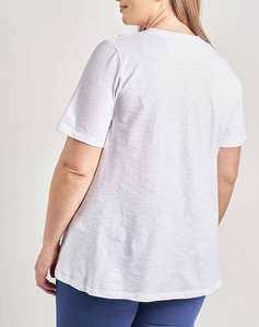 PARABITA Basic bluza de bumbac in linia A cu decolteu V