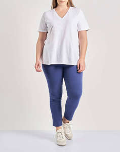 PARABITA Basic bluza de bumbac in linia A cu decolteu V
