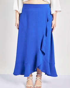 PARABITA Fusta maxi cropped cu volane cu efect washed in relief