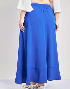 PARABITA Fusta maxi cropped cu volane cu efect washed in relief