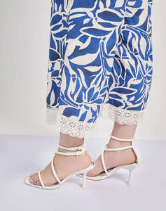 PARABITA Pantaloni cu imprimeu floral cropped cu aspect de in