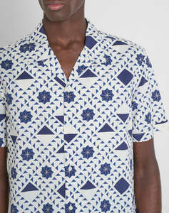 ANTONY MORATO MMSS00171FA430635 MIN OF 6 SHIRT HONOLULU REGULAR STRAIGHT FIT IN PRINTED COTTON VISCOSE BLEND FABRIC WITH LOGOED METAL BADGE BLUZA DE BARBATI
