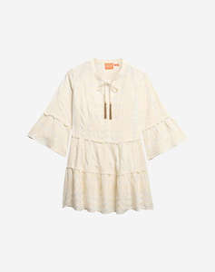 SUPERDRY D2 OVIN IBIZA LS TIERED MINI DRESS ROCHIE DE DAMA