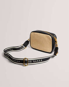 TED BAKER BARDAS Webbing Faux Raffia Camera Crossbody Bag (Dimensiuni: 21 x 15 x 6cm.)