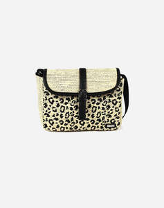 LES TROPEZIENNES KAI-TZ-02 GEANTA CROSSBODY TESATURA CU DESIGN LEOPARD BEIGE (Dimensiuni: 26 x 17 x 9cm.)