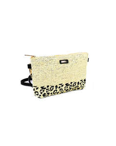 LES TROPEZIENNES KAI-TZ-04 GEANTA CROSSBODY TESATURA CU DESIGN LEOPARD BEIGE (Dimensiuni: 21 x 16 x 4cm.)