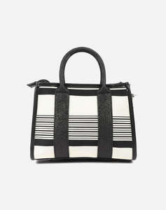 LES TROPEZIENNES NAL-TZ-03 GEANTA TESATURA CU DUNGI WHITE/BLACK
