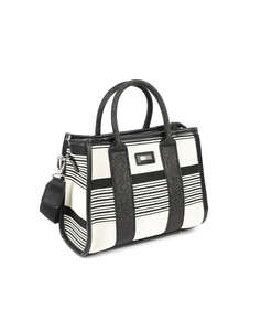LES TROPEZIENNES NAL-TZ-03 GEANTA TESATURA CU DUNGI WHITE/BLACK