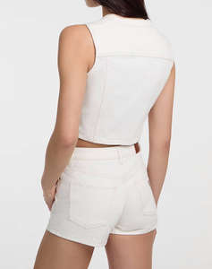 GUESS JEANS GJ DENIM VEST - ECO REGEN CO AGATE STR WHITE GEACA DE DAMA