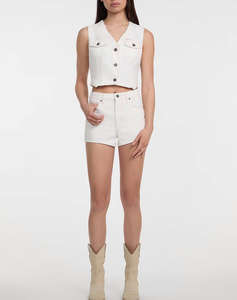 GUESS JEANS GJ DENIM VEST - ECO REGEN CO AGATE STR WHITE GEACA DE DAMA