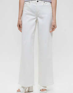 GUESS JEANS GJ G11 WIDE LEG - ECO REGEN CO AGATE STR WHITE PANTALONI DE DAMA