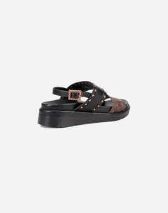 LAURA BIAGIOTTI 9080 SANDALE CU DOUA BARETE DESIGN SI CUREA BLACK