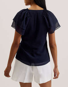 TED BAKER NOBORA Short Sleeve with Frill Detail Wrap Top