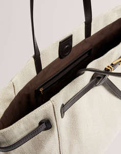 TED BAKER TAFANIE Belted Herringbone Canvas Large Tote Bag