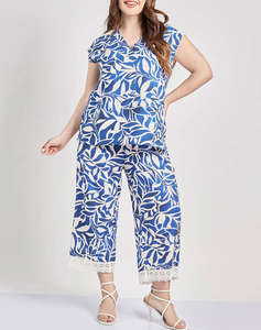 PARABITA Bluza cu imprimeu floral cu aspect de in