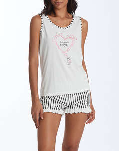 COTTONMANIA 15920 CRAZY FARM PIJAMALE DE DAMA RIGATINO